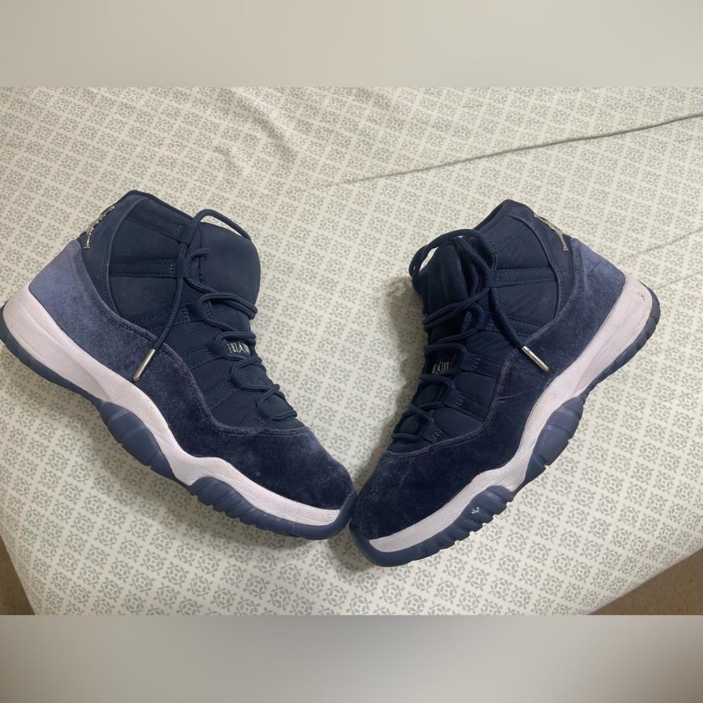 Jordan 11 Midnight Navy Velvet. Size 10.5 women’s and Size 9 Men’s
